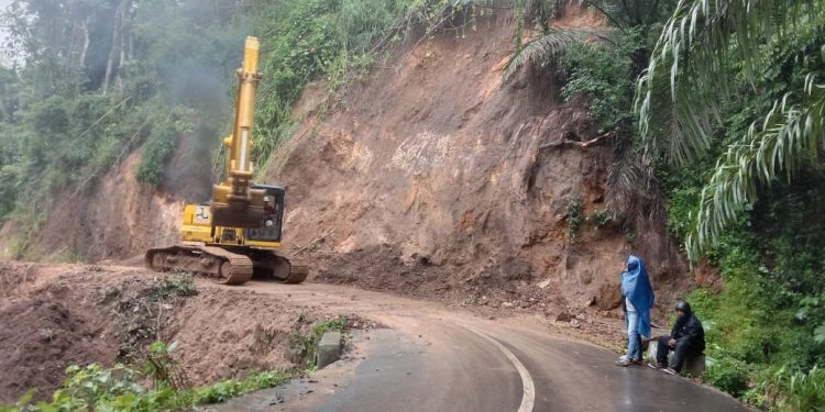 Salah satu titik longsor di Kecamatan Nagawutun yang telah berhasil dibersihkan setelah Pemda Lembata mengerahkan alat berat turun ke lokasi longsor, Rabu, 3 April 2024.