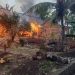 Rumah warga yang dibakar massa dalam konflik antar-desa di Pulau Adonara, Kabupaten Flores Timur,Senin, 21 Oktober 2024.