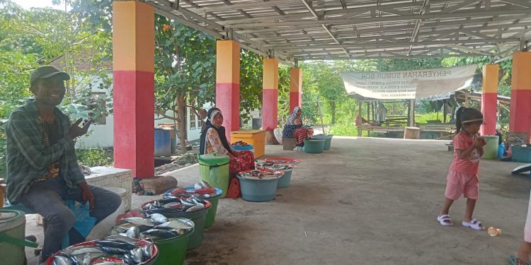 Tempat penjualan ikan di Pasar Lamahora tampak sepi. Hanya enam penjual ikan yang berjualan di pasar pada Jumat, 9 Mei 2025. Biasanya, terdapat 20-an penjual ikan, namun karena sepi pembeli, mereka berjualan di pinggir jalan.