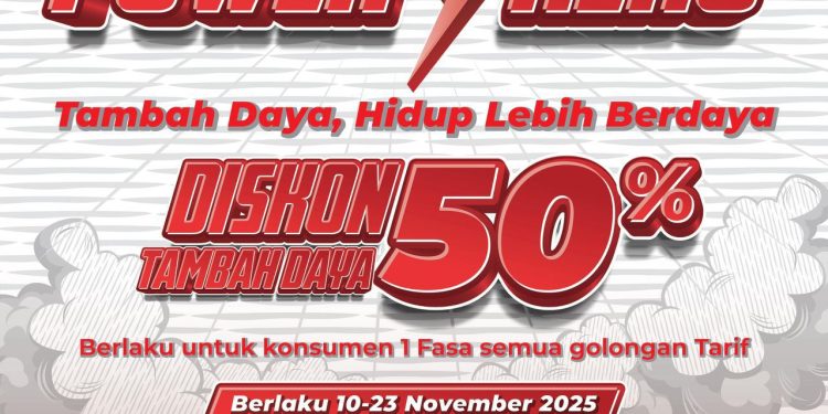 Memperingati Hari Pahlawan 2025, PLN meluncurkan program promo bertajuk “Power Hero” yang memberikan diskon 50% untuk biaya tambah daya listrik. Program ini berlangsung mulai 10 hingga 23 November 2025.