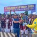 Bupati Lembata P Kanisius Tuaq dan Wakil Bupati Lembata Muhamad Nasir mengangkat trophy D'Bliung Cup sebelum diserahkan kepada sang juara Apebuan Adonara usai laga final Legend Lembata vs Apebuan Adonara yang dimenangkan Apebuan Adonara dengan skor 4-2.