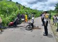Kecelakaan lalulintas terjadi di ruas jalan Loang-Babokerong, Jumat, 5 Desember 2025. Tabrakan antara sepeda motor Yamaha Vixion itu menewaskan dua pengendara.