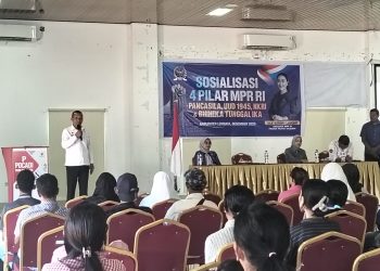 Wakil Bupati Lembata Muhamad Nasir membuka Sosialisasi 4 Pilar MPR RI di aula Gedung Perpustakaan Daerah Goris Keraf, Lewoleba, Rabu, 17 Desember 2025.