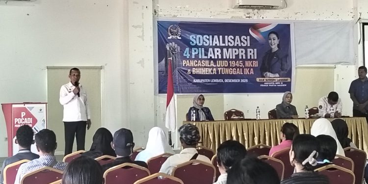 Wakil Bupati Lembata Muhamad Nasir membuka Sosialisasi 4 Pilar MPR RI di aula Gedung Perpustakaan Daerah Goris Keraf, Lewoleba, Rabu, 17 Desember 2025.