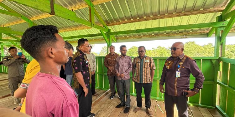 Bupati Lembata P Kanisius Tuaq meninjau kandang dan Padang penggembalaan ternak kambing dan sapi di Desa Waowala, Kacamata Ile Ape.